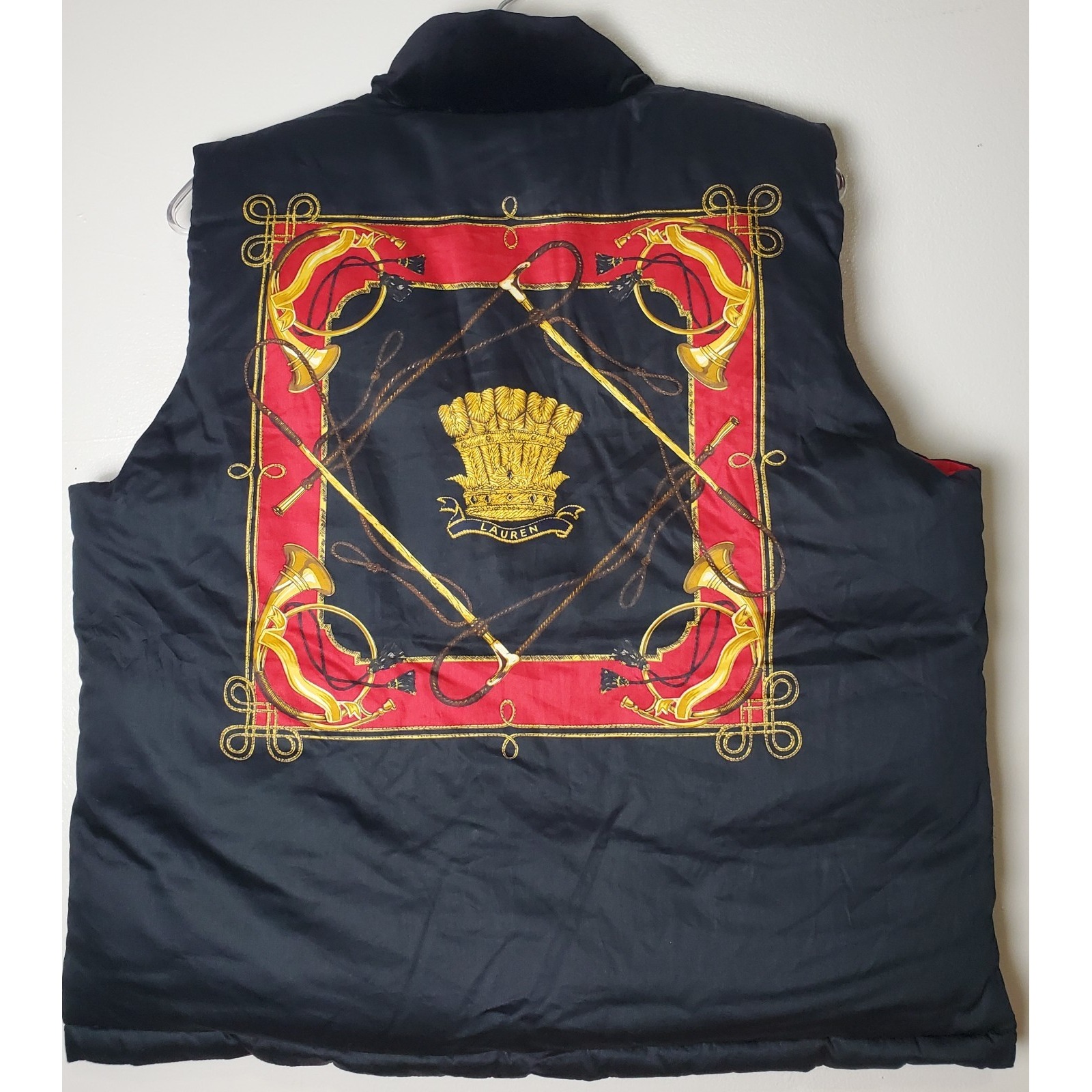 Ralph Lauren Equestrian Embroidered Logo Down Puffer Reversible Vest Large